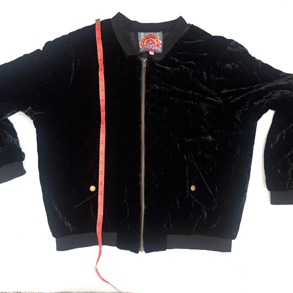 Johnny Was Silk Blend Black Velvet Quilted Bomber Jacket Size Medium - Picture 9 of 10